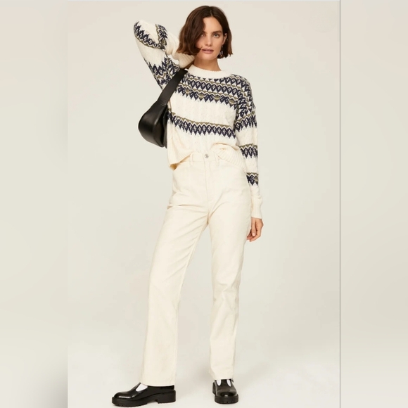 RE/DONE Corduroy 70 Originals Pocket Loose Flare in Vintage Ivory - Picture 1 of 10